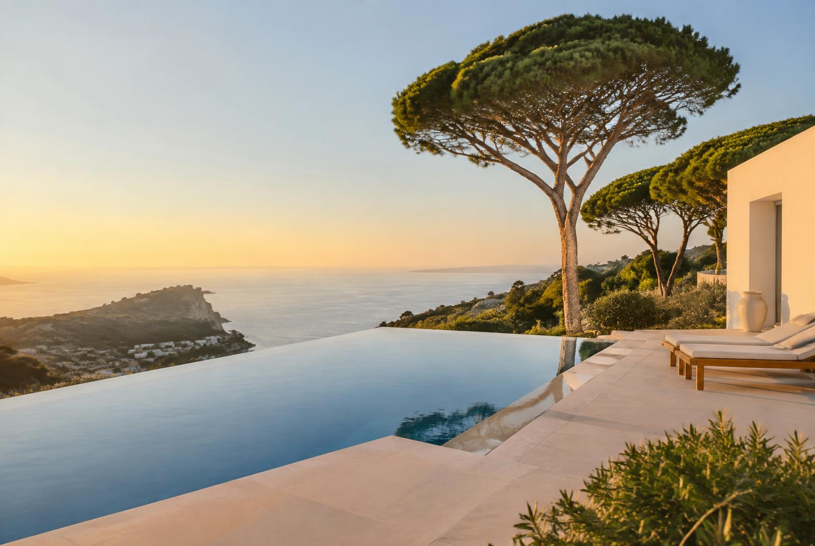 Riviera — Uma borda infinita que se dissolve na paisagem.